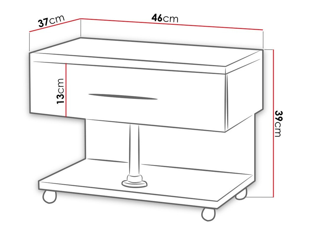 Mesilla de noche Campus (Blanco + Blanco brillante)
