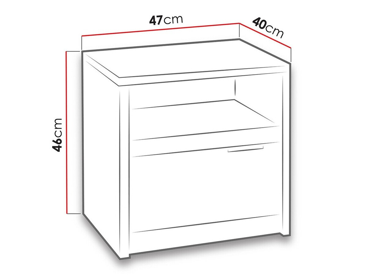 Mesilla de noche Fivelbo 108 (Roble del Monastery + Negro brillante)