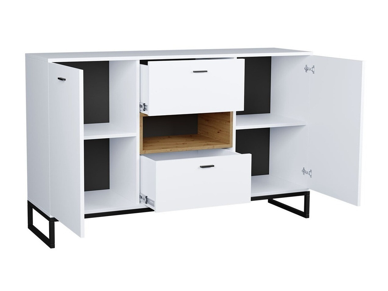 Conjunto para oficina en casa Baltesi 116 (Roble Artisan + Negro)