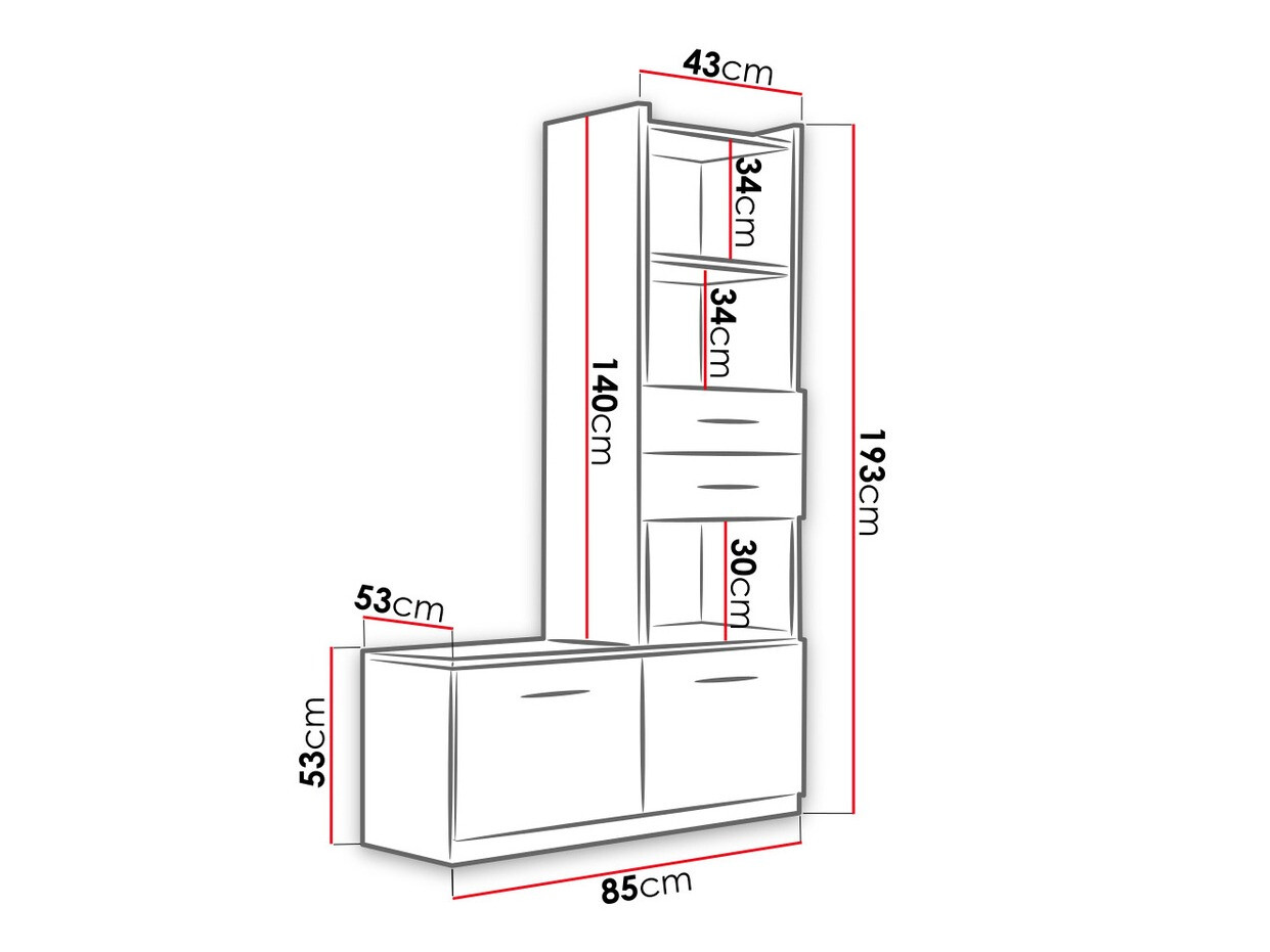 Estantería Campus (Blanco + Blanco brillante)