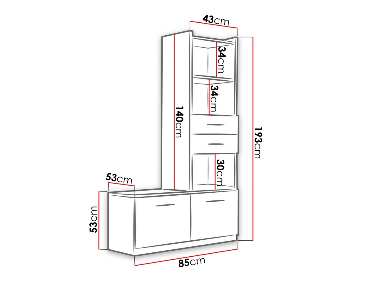 Estantería Salmere 105 (Blanco + Rosa brillante)