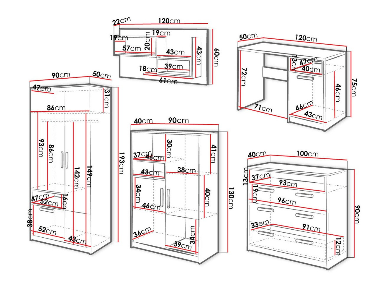 Conjunto de dormitorio infantil Veravie 124
