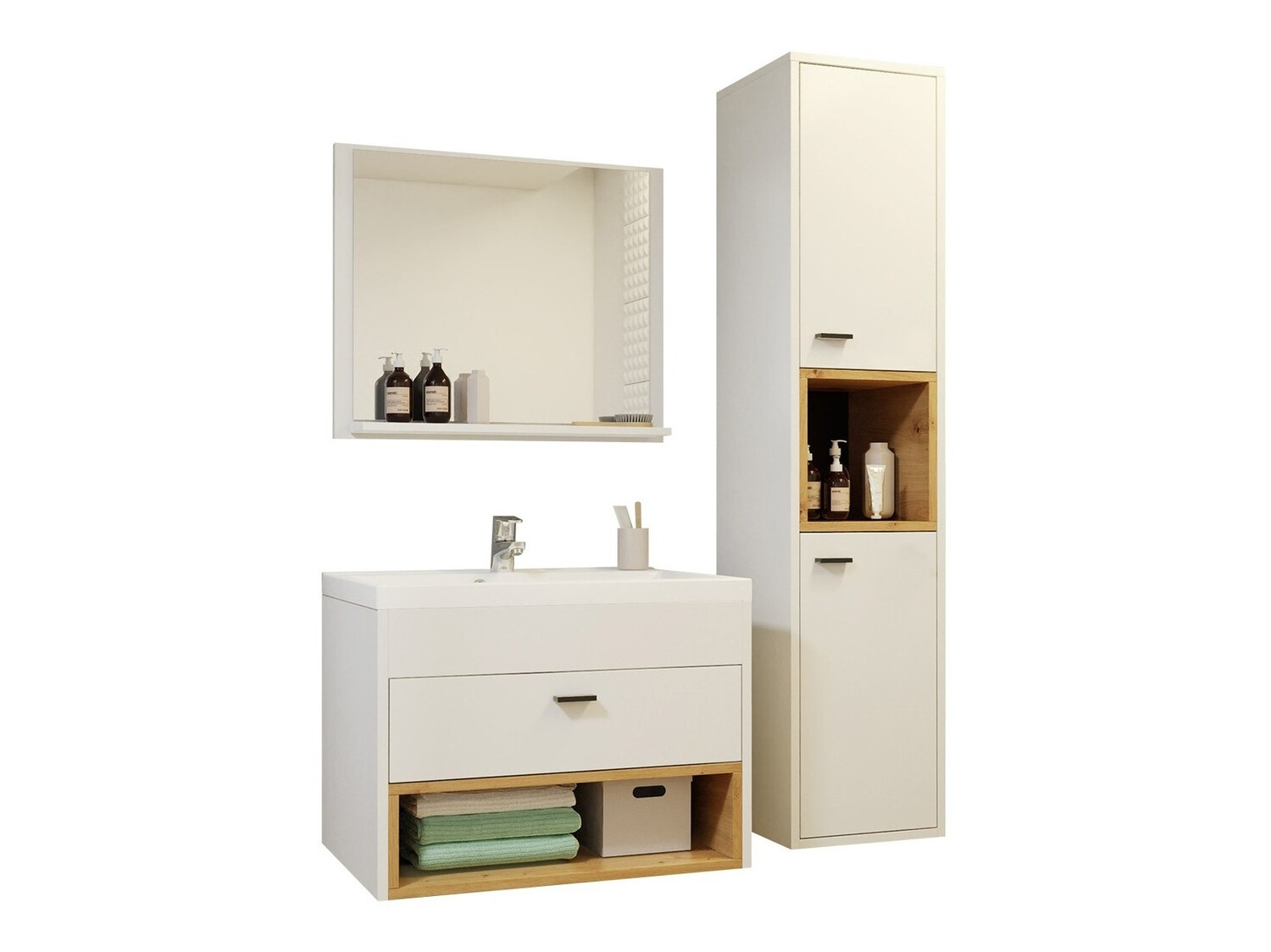Conjunto de mueble de baño Baltesi 100 (Blanco + Roble Artisan)