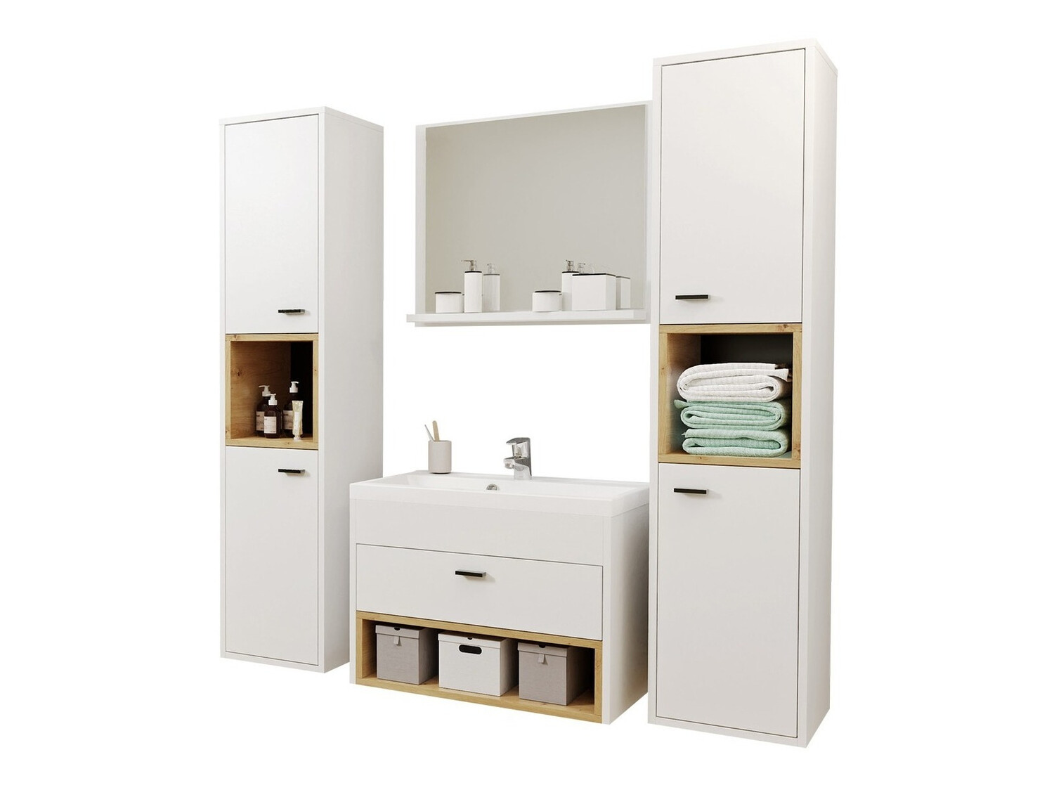 Conjunto de mueble de baño Baltesi 101 (Blanco + Roble Artisan)