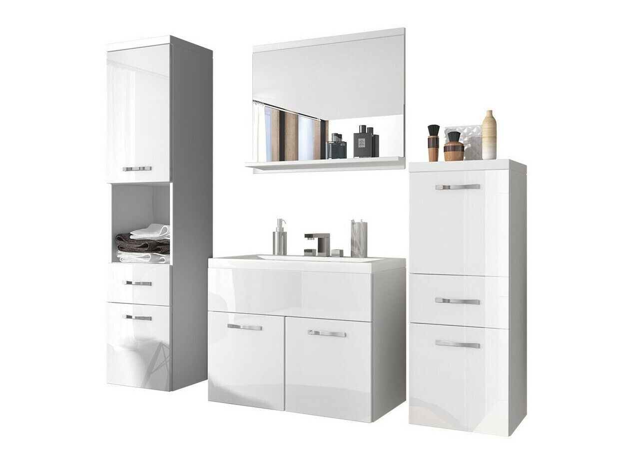 Conjunto de mueble de baño Sarasota 109 (Blanco + Blanco brillante)