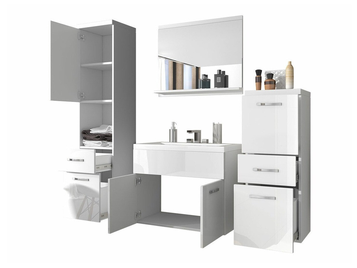 Conjunto de mueble de baño Sarasota 109 (Blanco + Blanco brillante)
