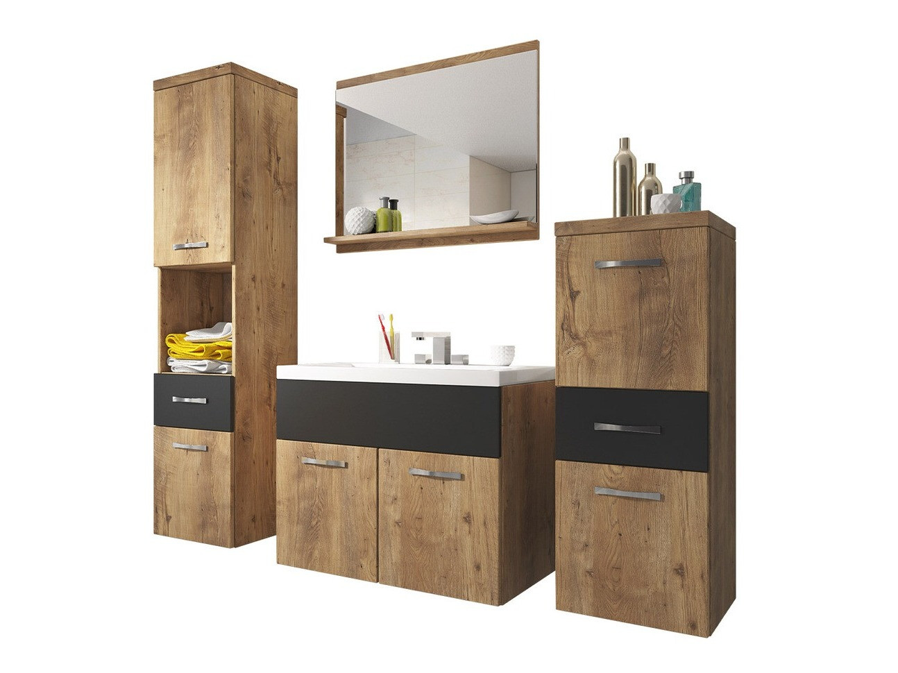 Conjunto de mueble de baño Sarasota 109 (Nuez + Grafito)