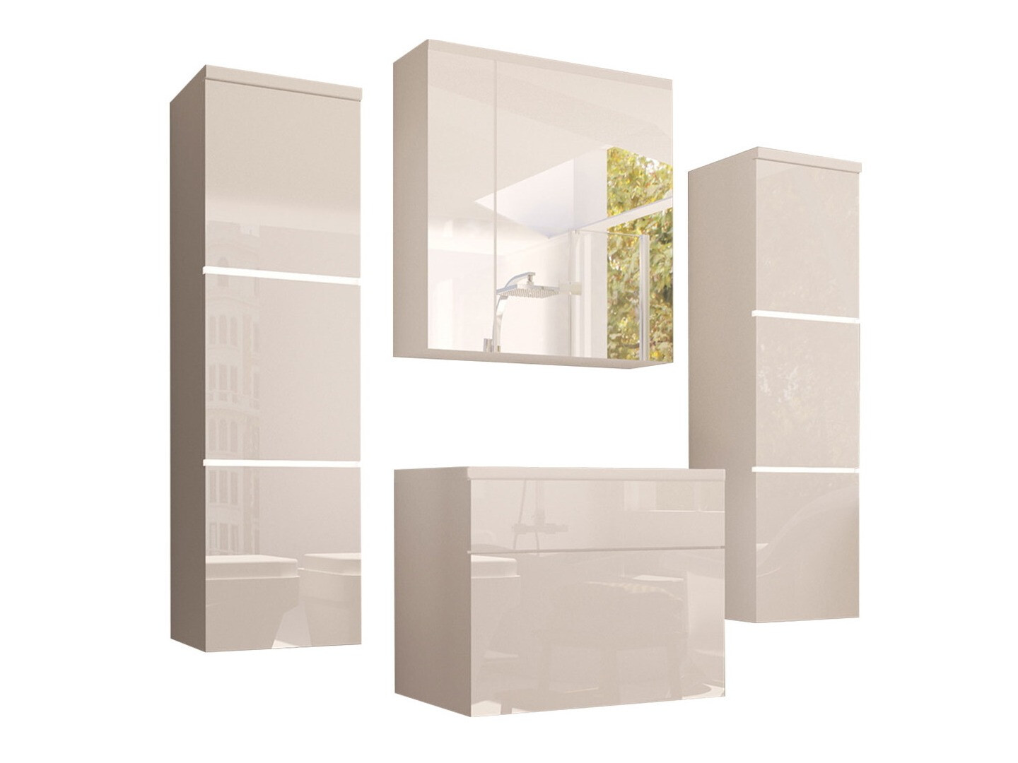 Conjunto de mueble de baño Tucson 105 (Blanco + Blanco brillante)