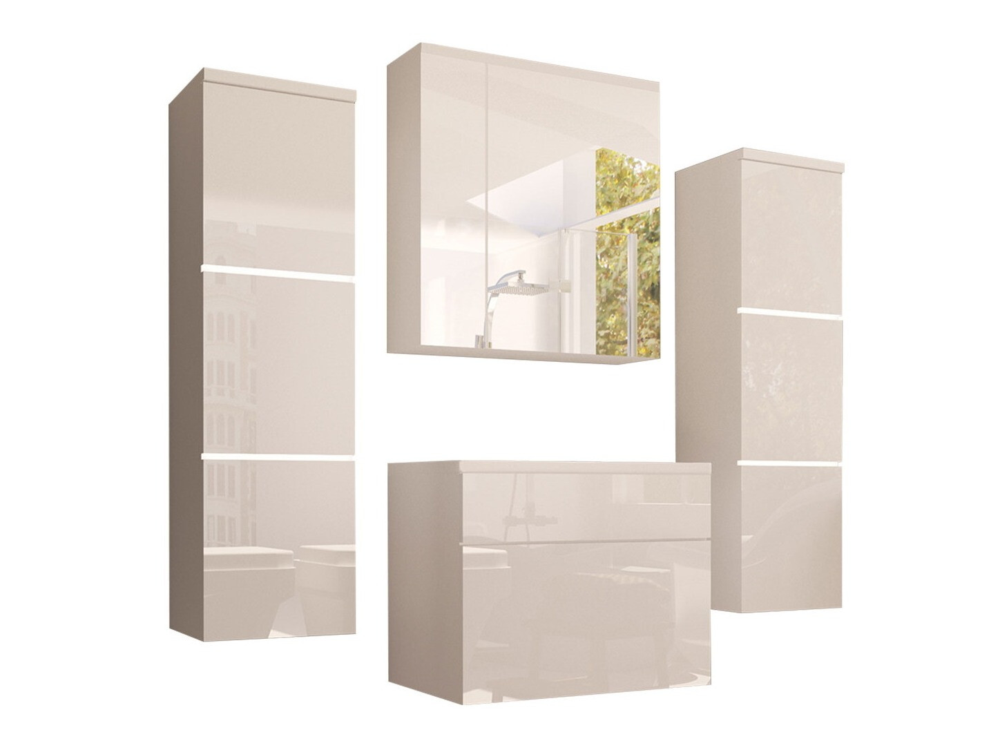 Conjunto de mueble de baño Tucson 105 (Blanco + Blanco brillante)