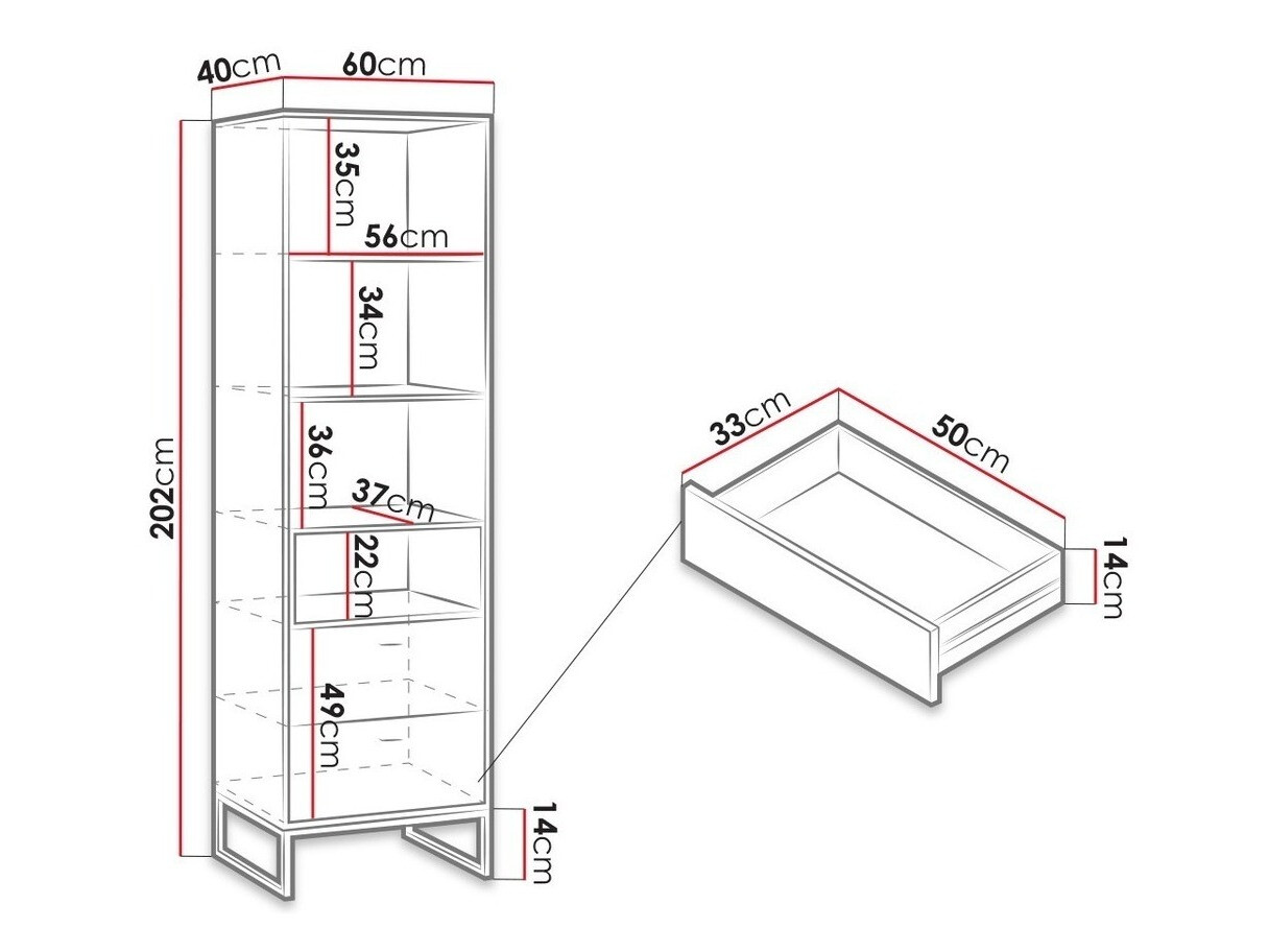 Estantería Baltesi 105 (Roble Artisan + Negro)