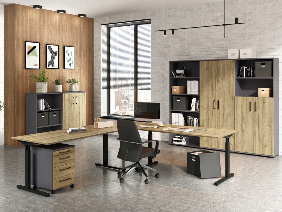 Estantería Lartesi 103 (Grafito + Roble nieto)