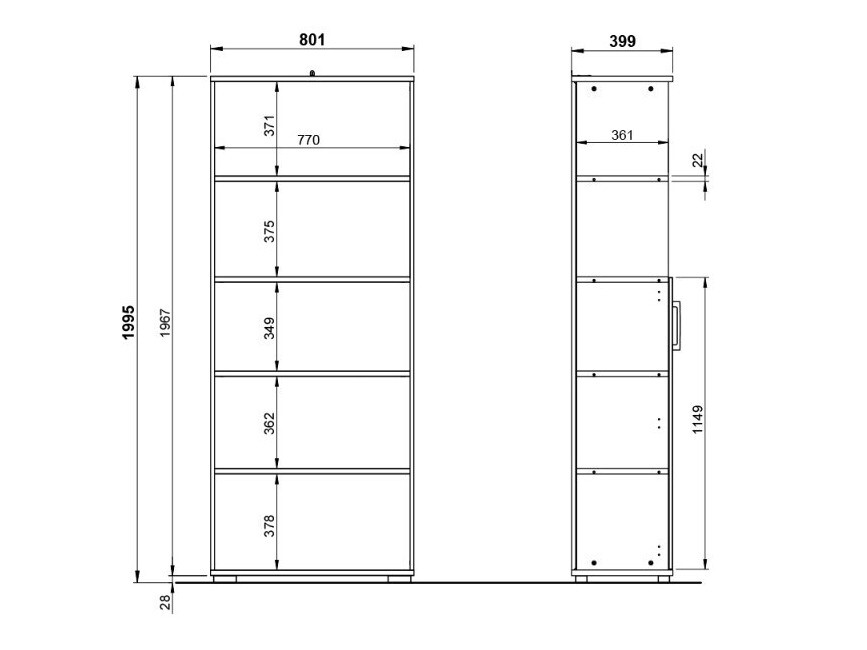 Estantería Lartesi 103 (Grafito + Roble nieto)