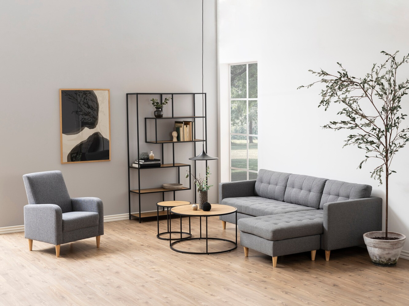 Estantería Norsica Sevferi 134 (Roble salvaje + Negro)