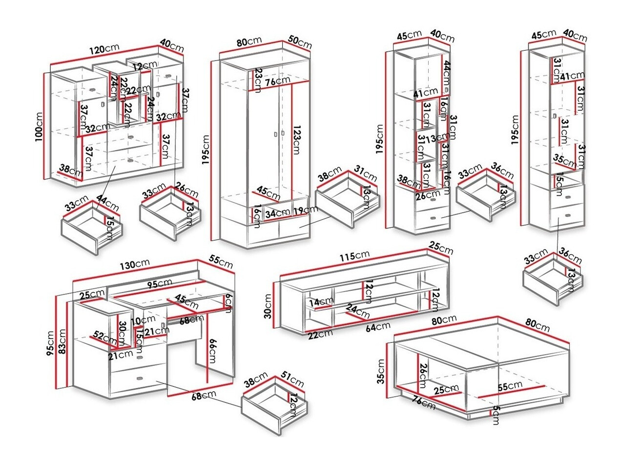 Juego de muebles Omaha E118 (Blanco + Amarillo)