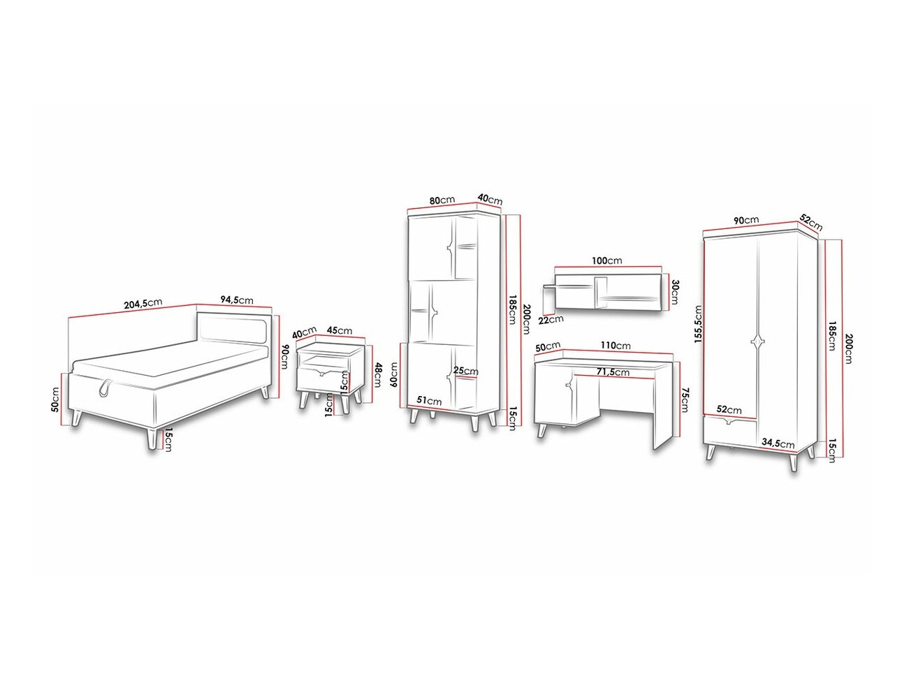 Conjunto de dormitorio infantil Etrmoru 124
