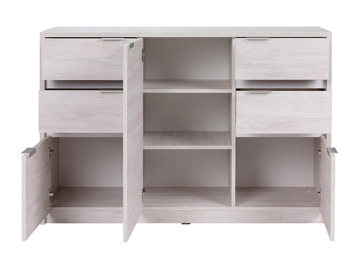 Conjunto de oficina Fivelbo 116 (Roble blanqueado + Grafito brillante)