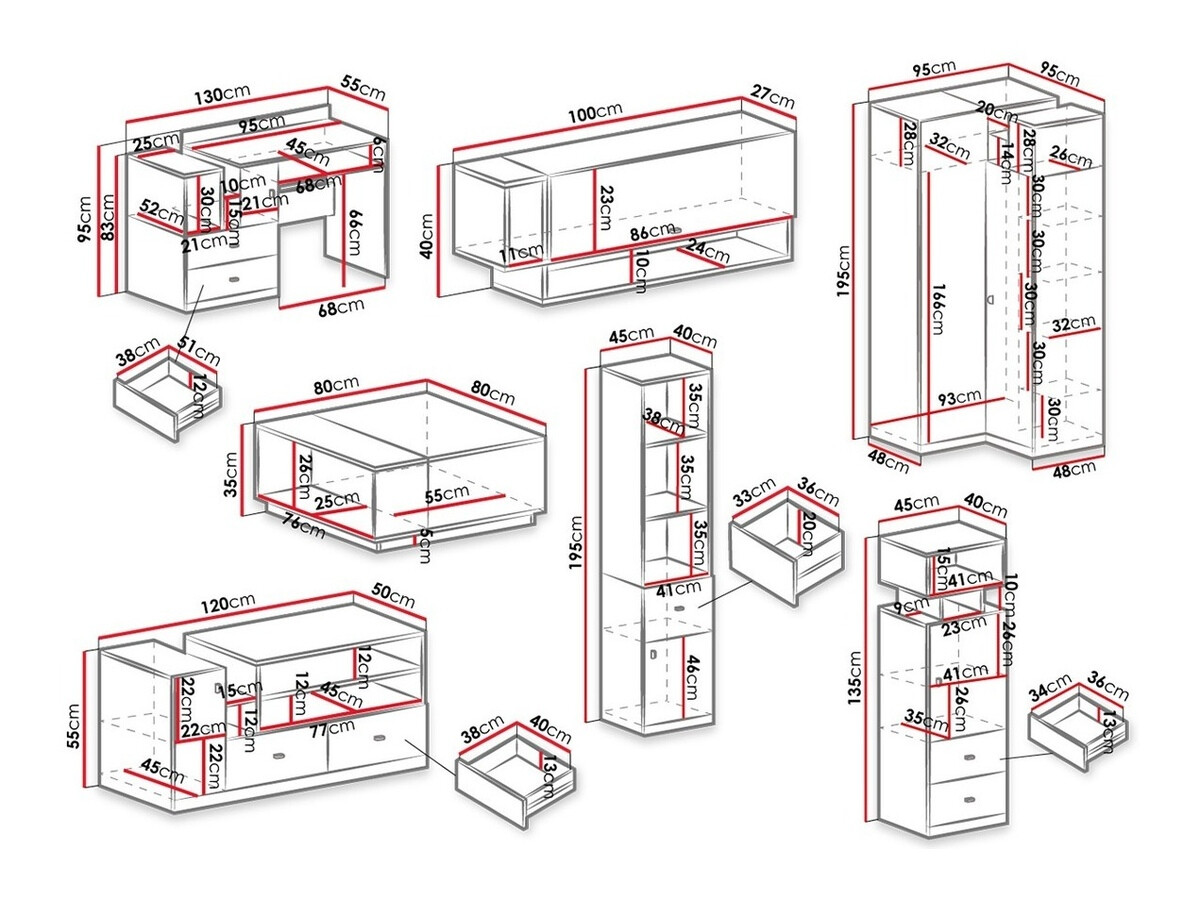 Juego de muebles Omaha E120 (Blanco + Amarillo)