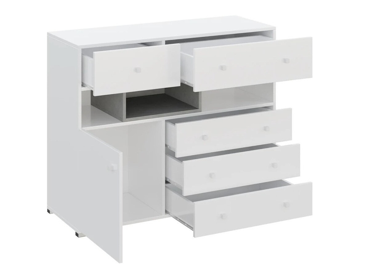 Juego de muebles Omaha J120 (Hormigón + Blanco + Roble)