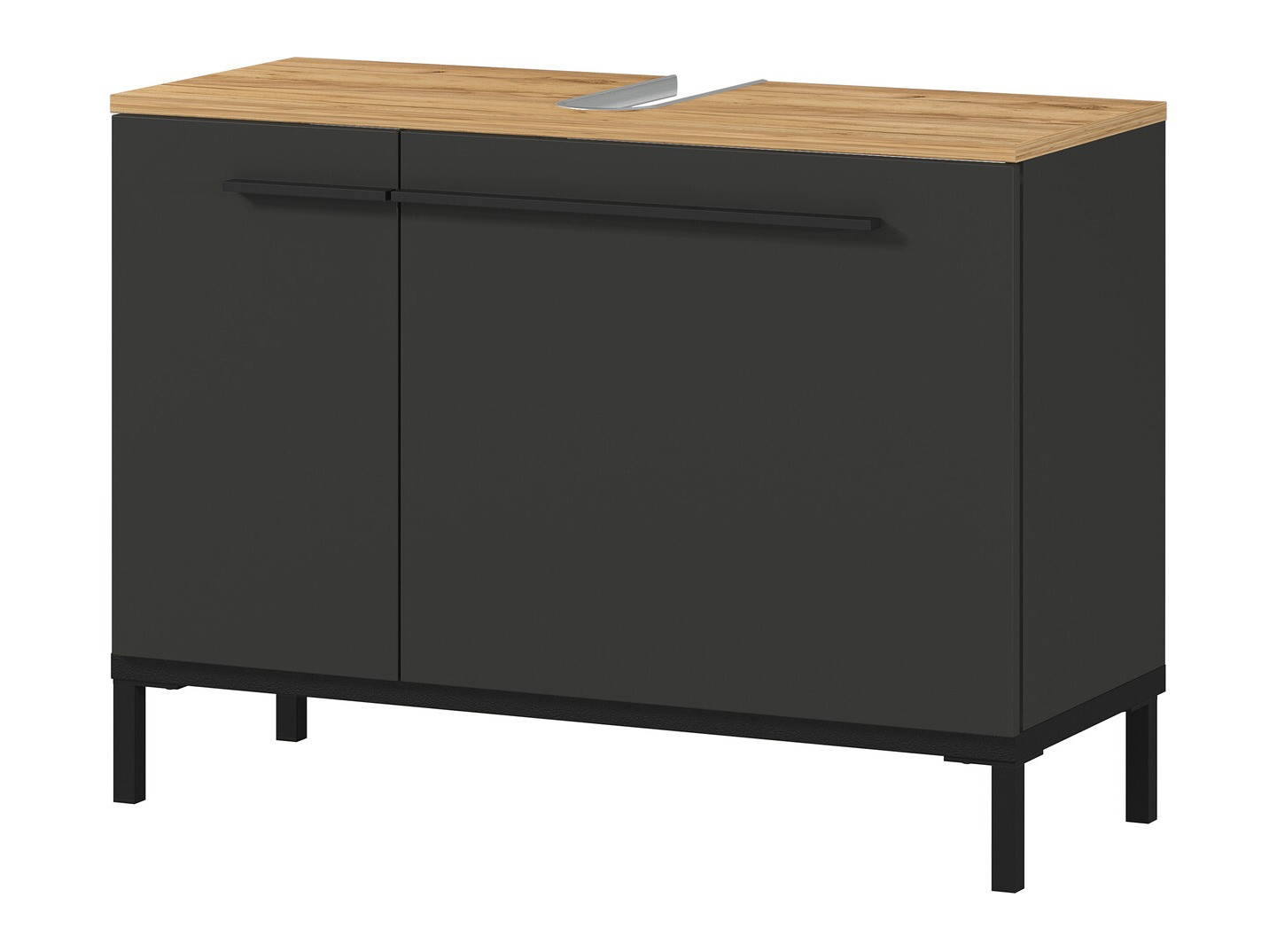 Armario de baño de pie para lavabo Ruvlevu 100 (Grafito + Navarra roble)