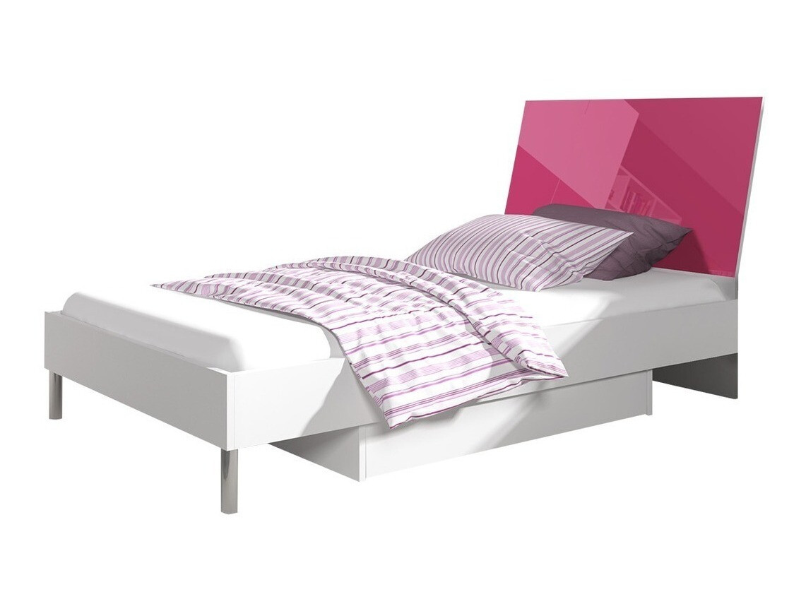 Conjunto de dormitorio infantil Campus (Blanco brillante + Rosa brillante)