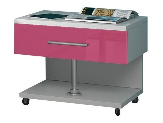 Conjunto de dormitorio infantil Campus (Blanco brillante + Rosa brillante)