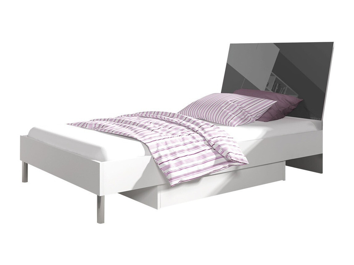 Conjunto de dormitorio infantil Salmere 110 (Blanco brillante + Gris brillante)