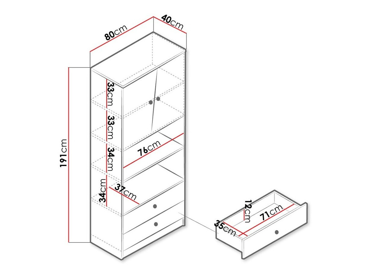 Estantería Almira 103 (Roble Artisan + Blanco)