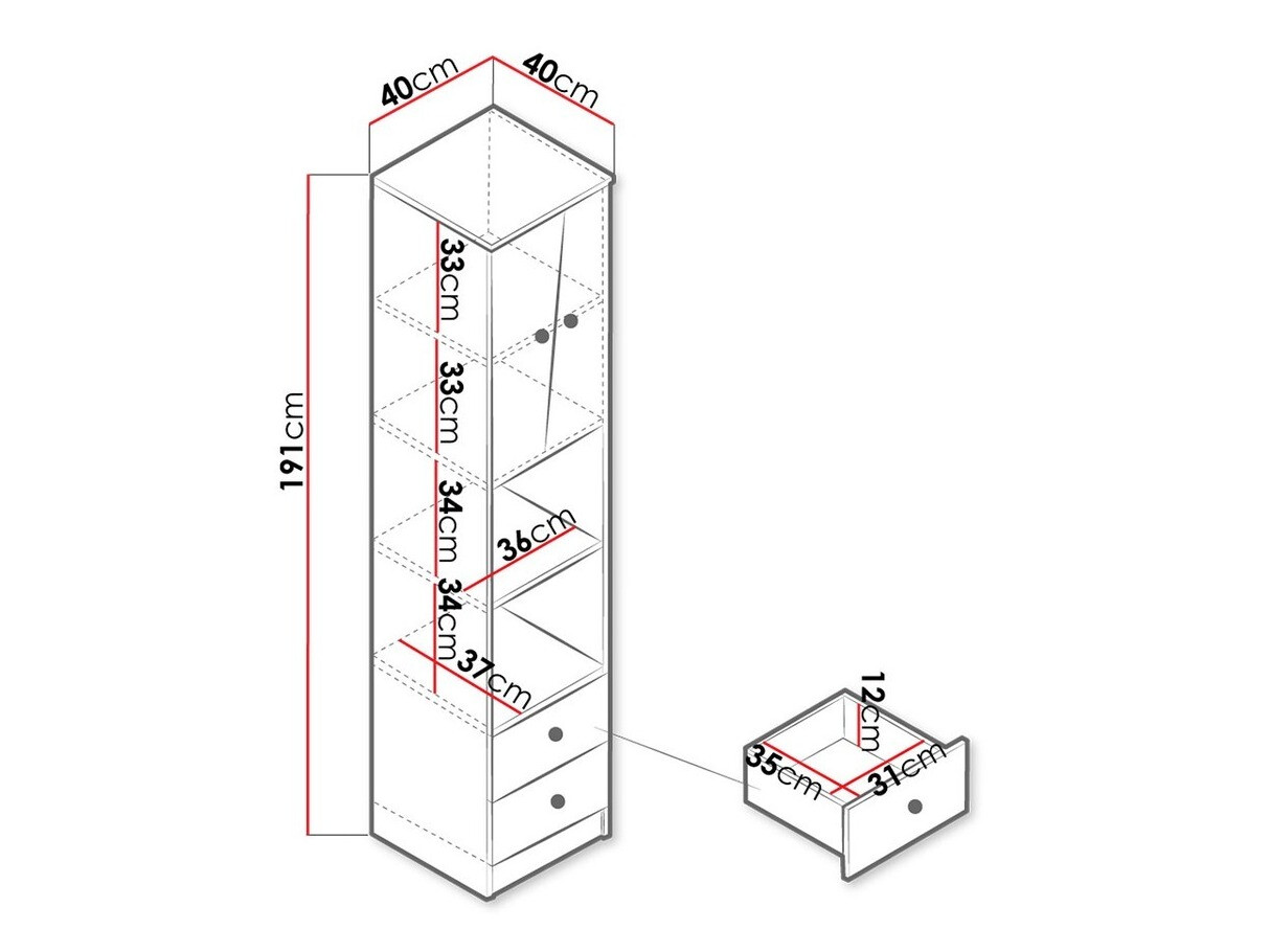 Estantería Almira 104 (Roble Artisan + Blanco)