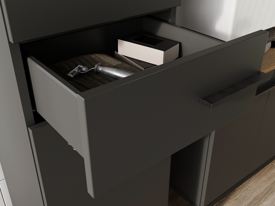 Armario de pie para baño Ruvlevu 101 (Grafito + Navarra roble)