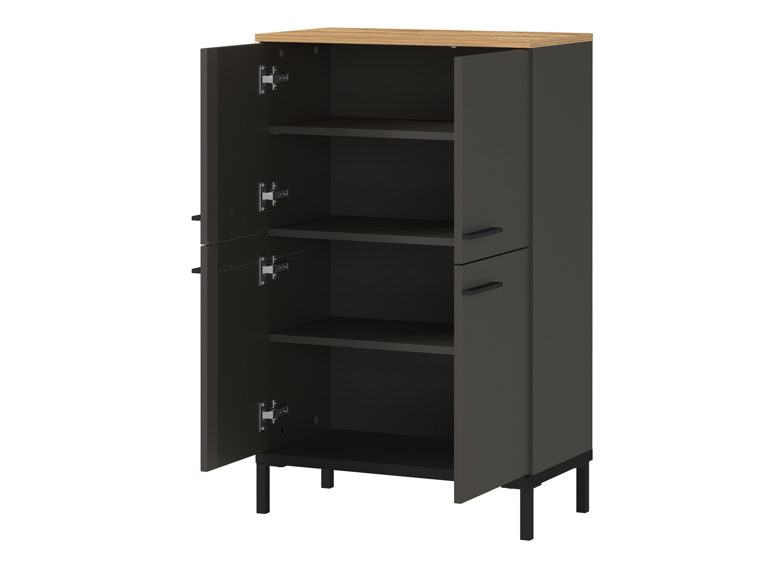 Armario de pie para baño Ruvlevu 102 (Grafito + Navarra roble)