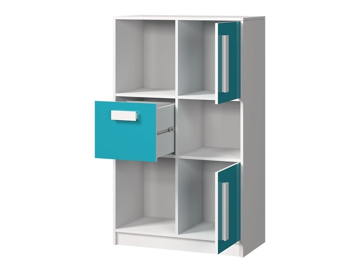 Conjunto de dormitorio infantil Merevari 108 (Blanco + Blanco brillante + Gris)