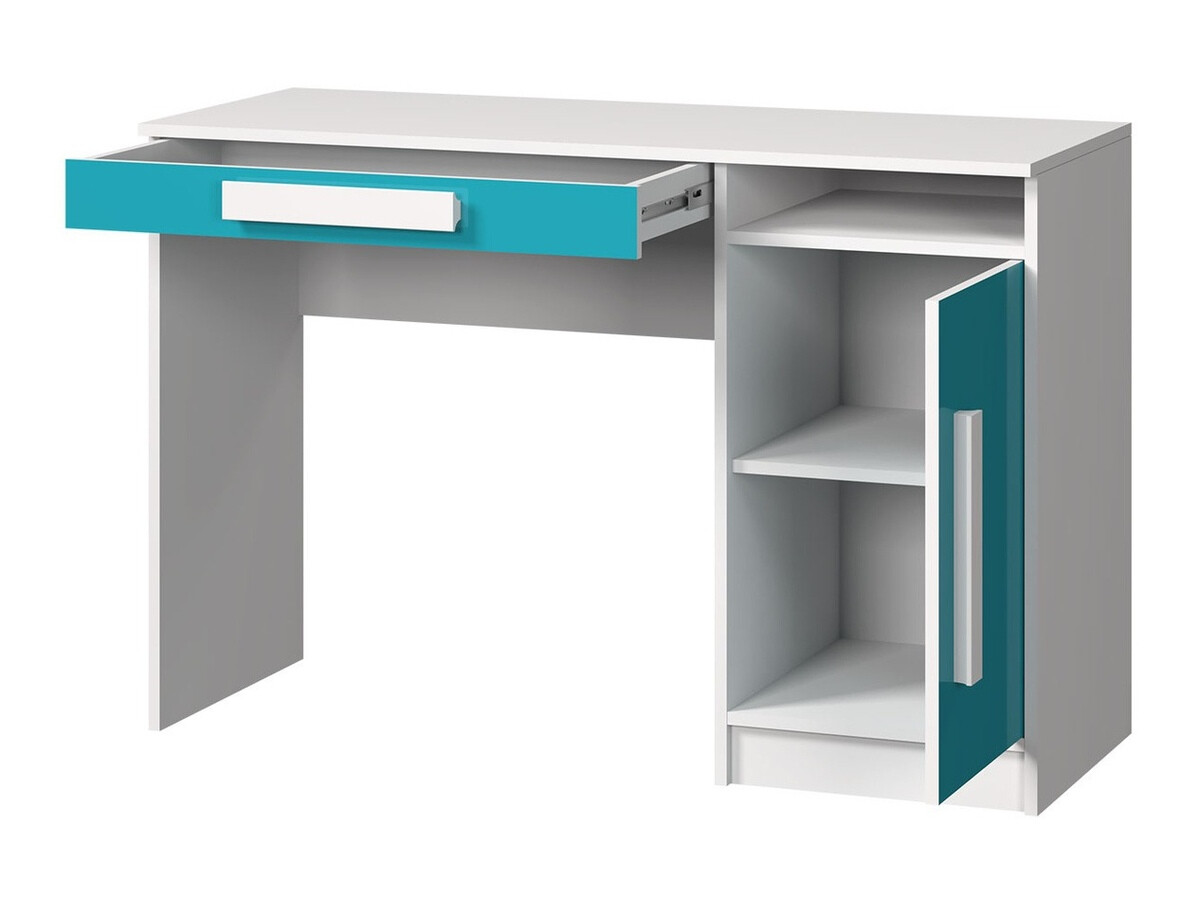 Conjunto de dormitorio infantil Merevari 108 (Blanco + Blanco brillante + Gris)