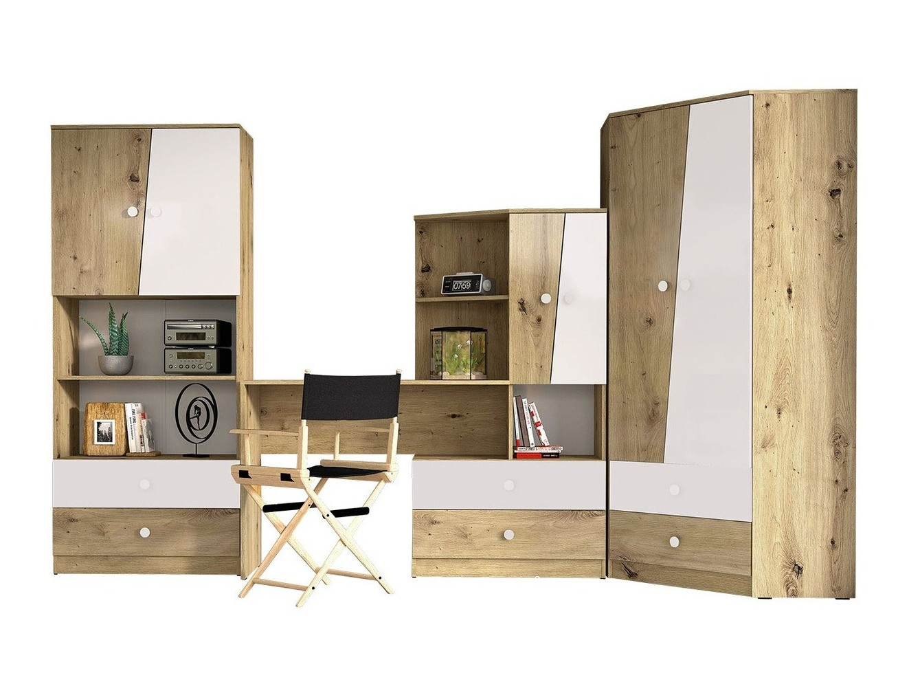 Conjuntos de muebles Almira 116 (Roble Artisan + Blanco)