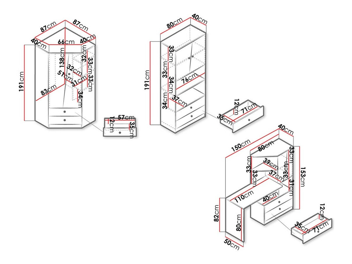 Conjuntos de muebles Almira 116 (Roble Artisan + Blanco)