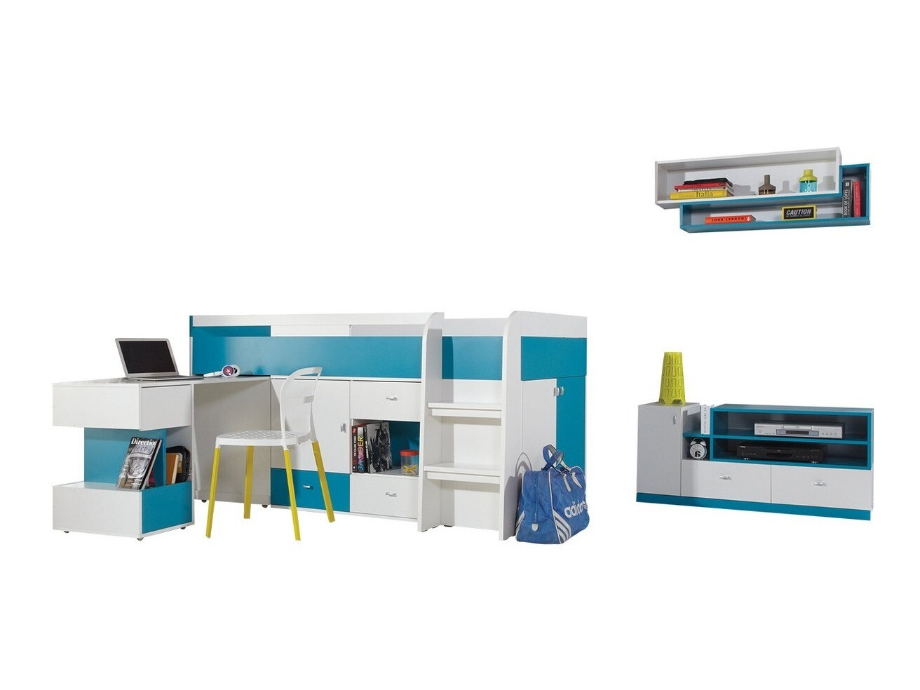 Juego de muebles Omaha E124 (Blanco + Turquesa)