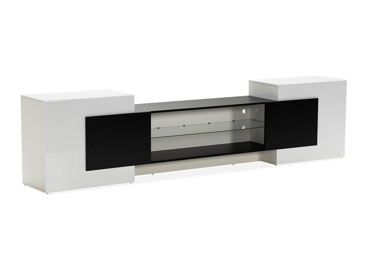 Mueble TV Springfield 192 (Blanco + Negro + Blanco brillante)