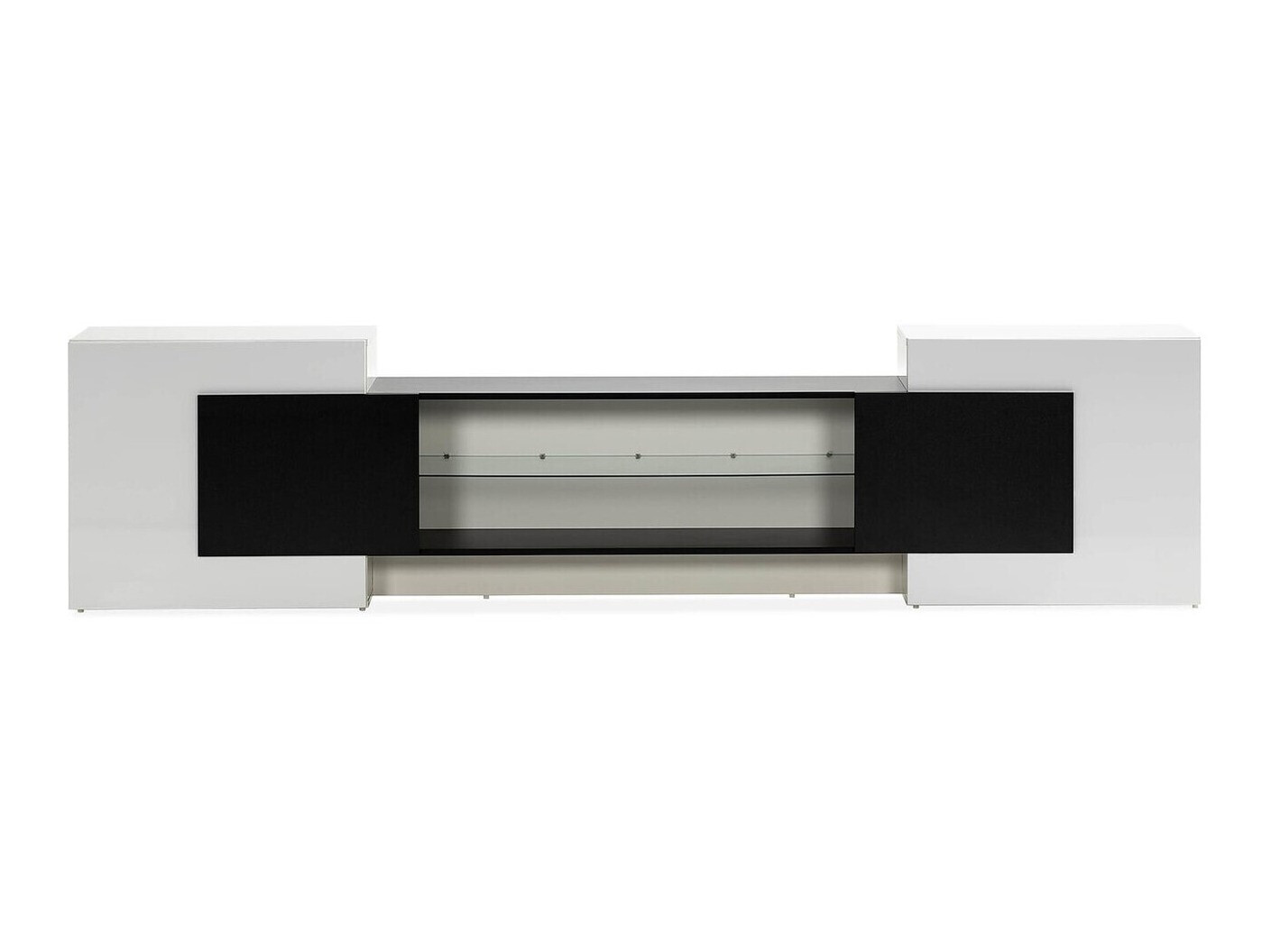 Mueble TV Springfield 192 (Blanco + Negro + Blanco brillante)