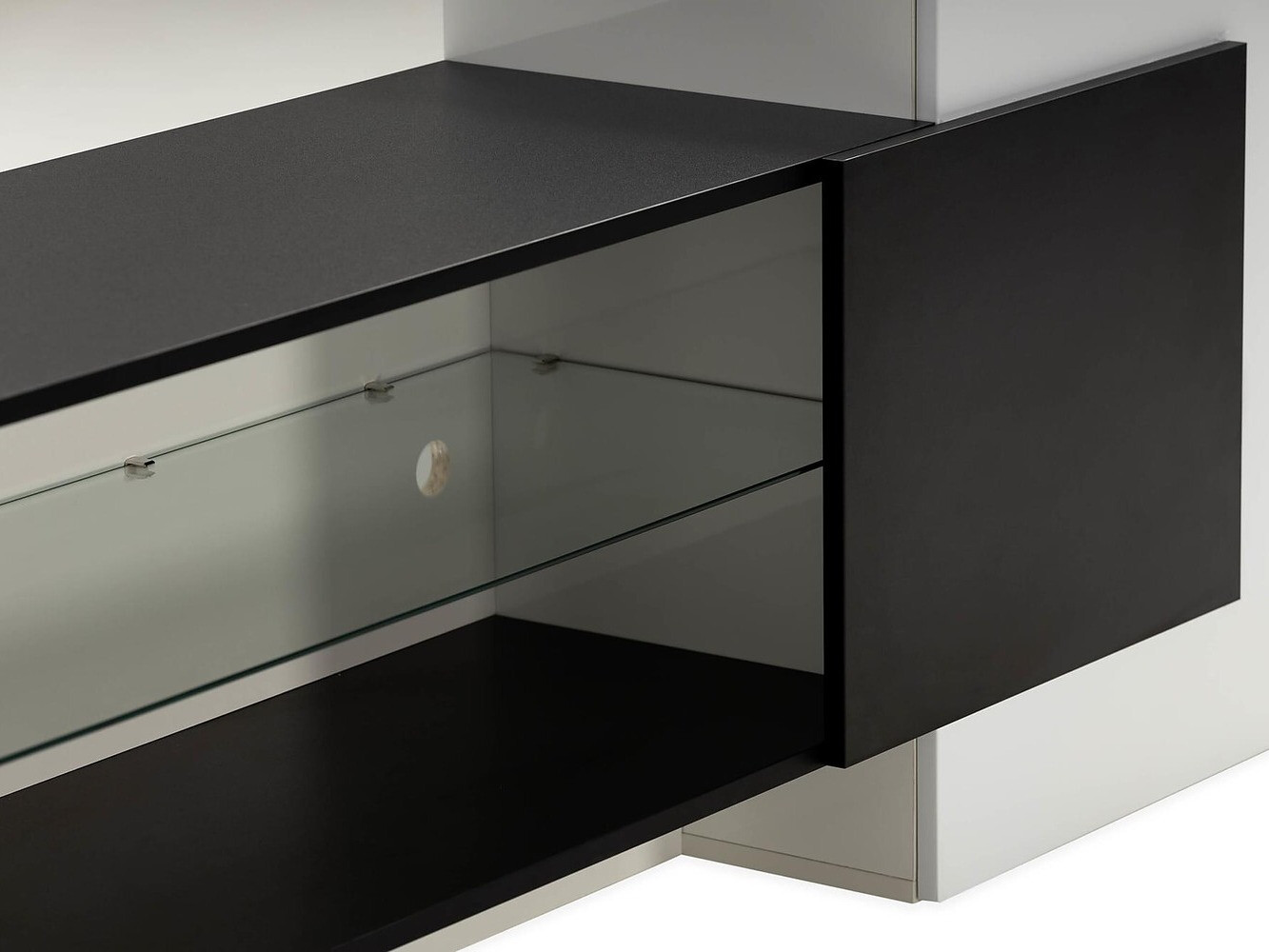 Mueble TV Springfield 192 (Blanco + Negro + Blanco brillante)