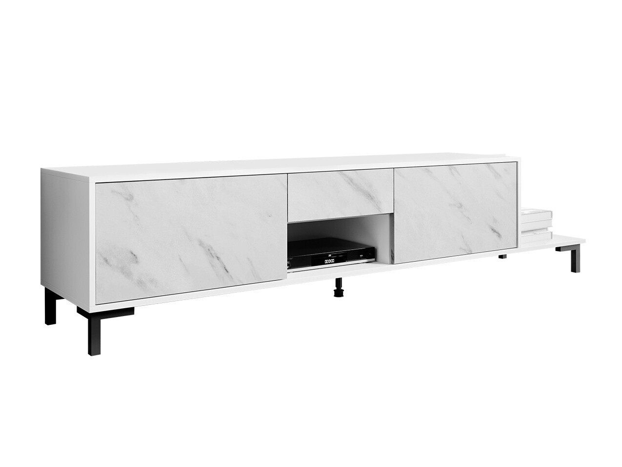 Mueble TV Charlotte 157 (Blanco + Mármol blanco)