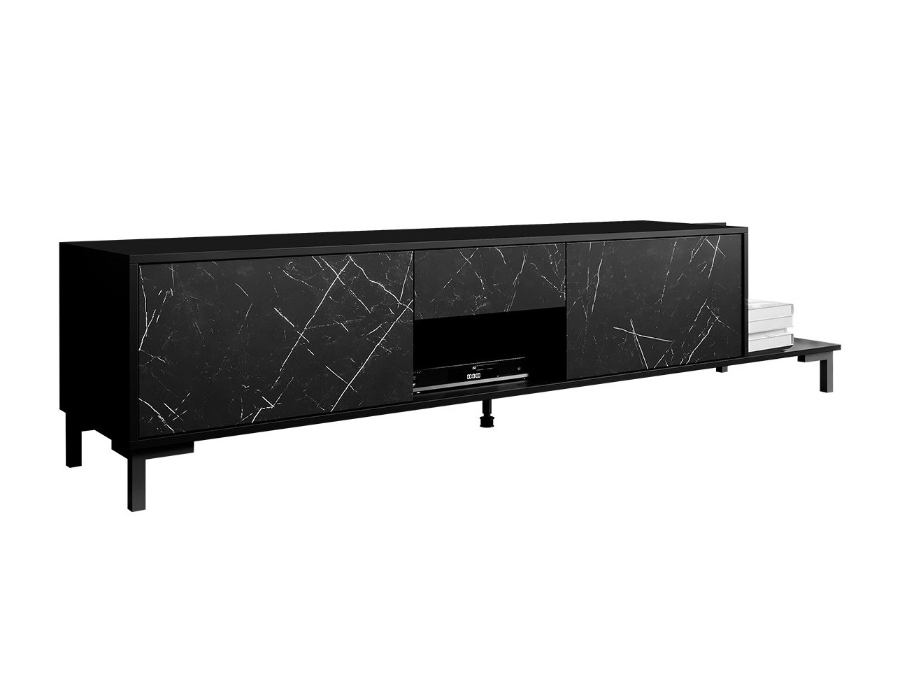 Mueble TV Charlotte 157 (Negro + Mármol negro)