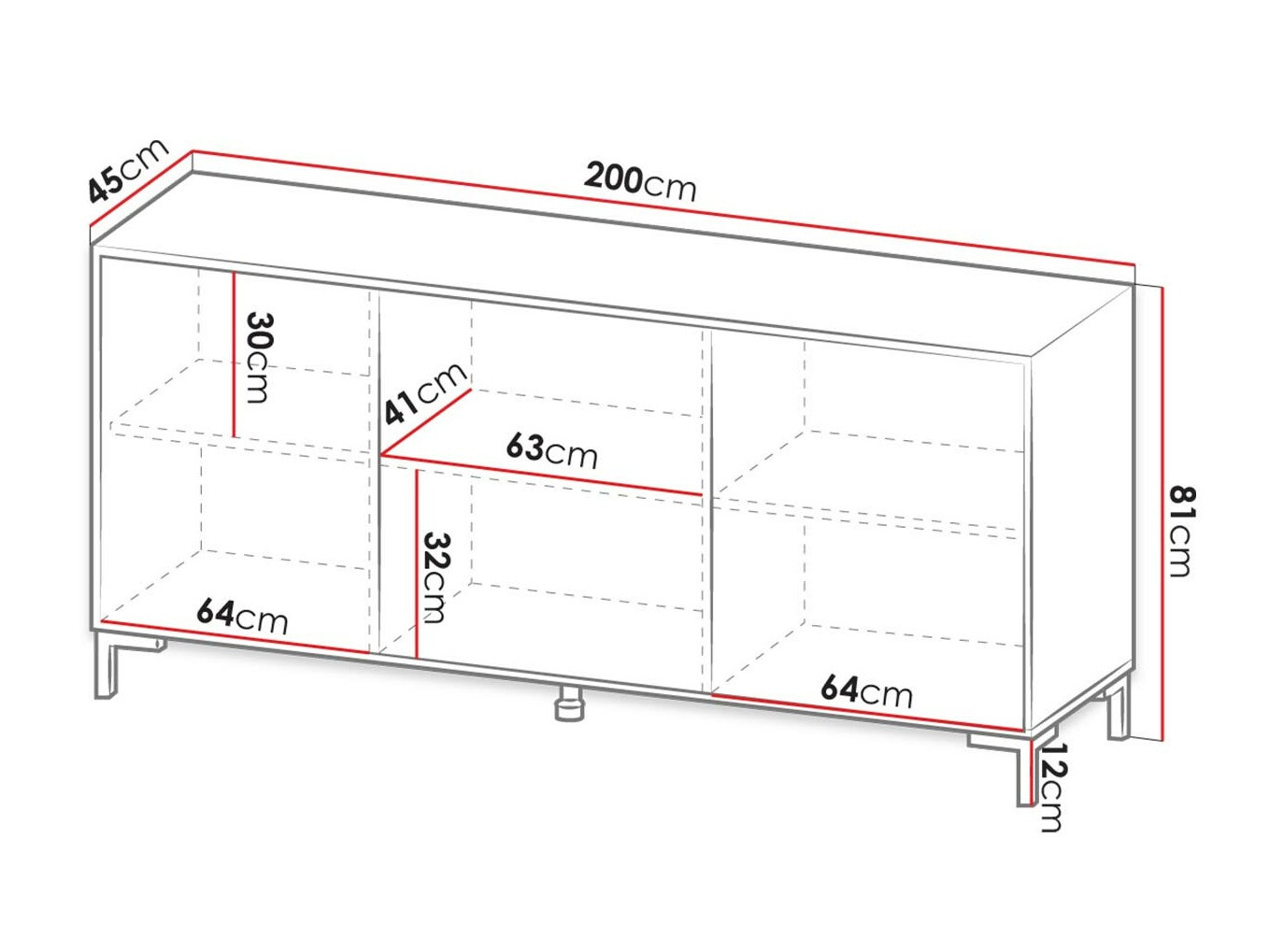 Aparador Charlotte 158 (Blanco + Mármol blanco)