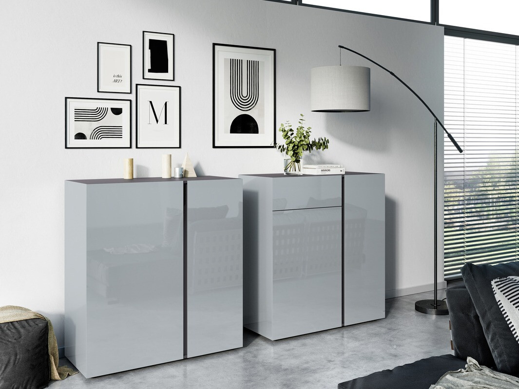 Aparador Sacramento 289 (Gris brillante + Grafito)