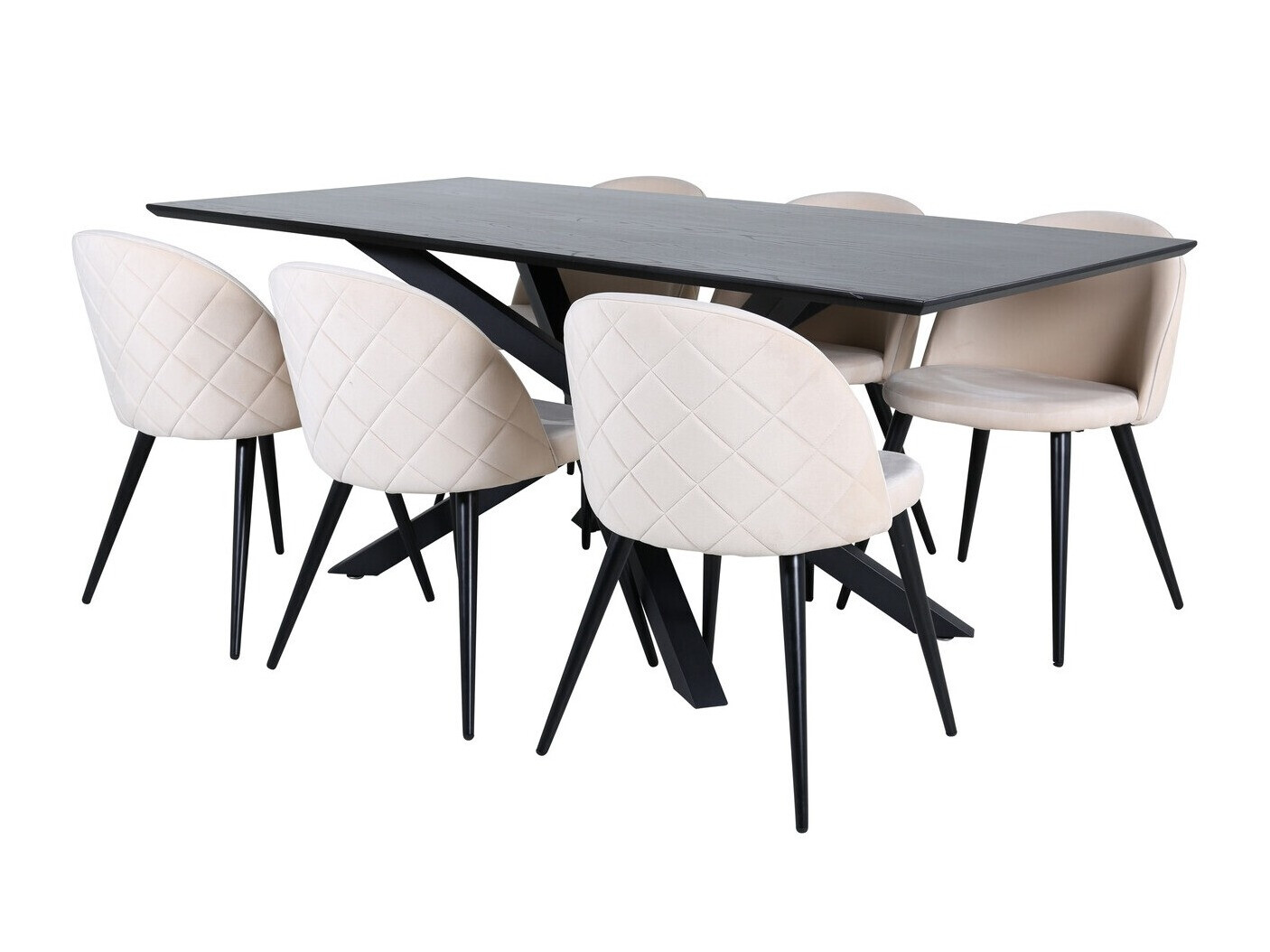 Conjunto de mesas y sillas para comedor Dallas 2693 (Crema + Negro)
