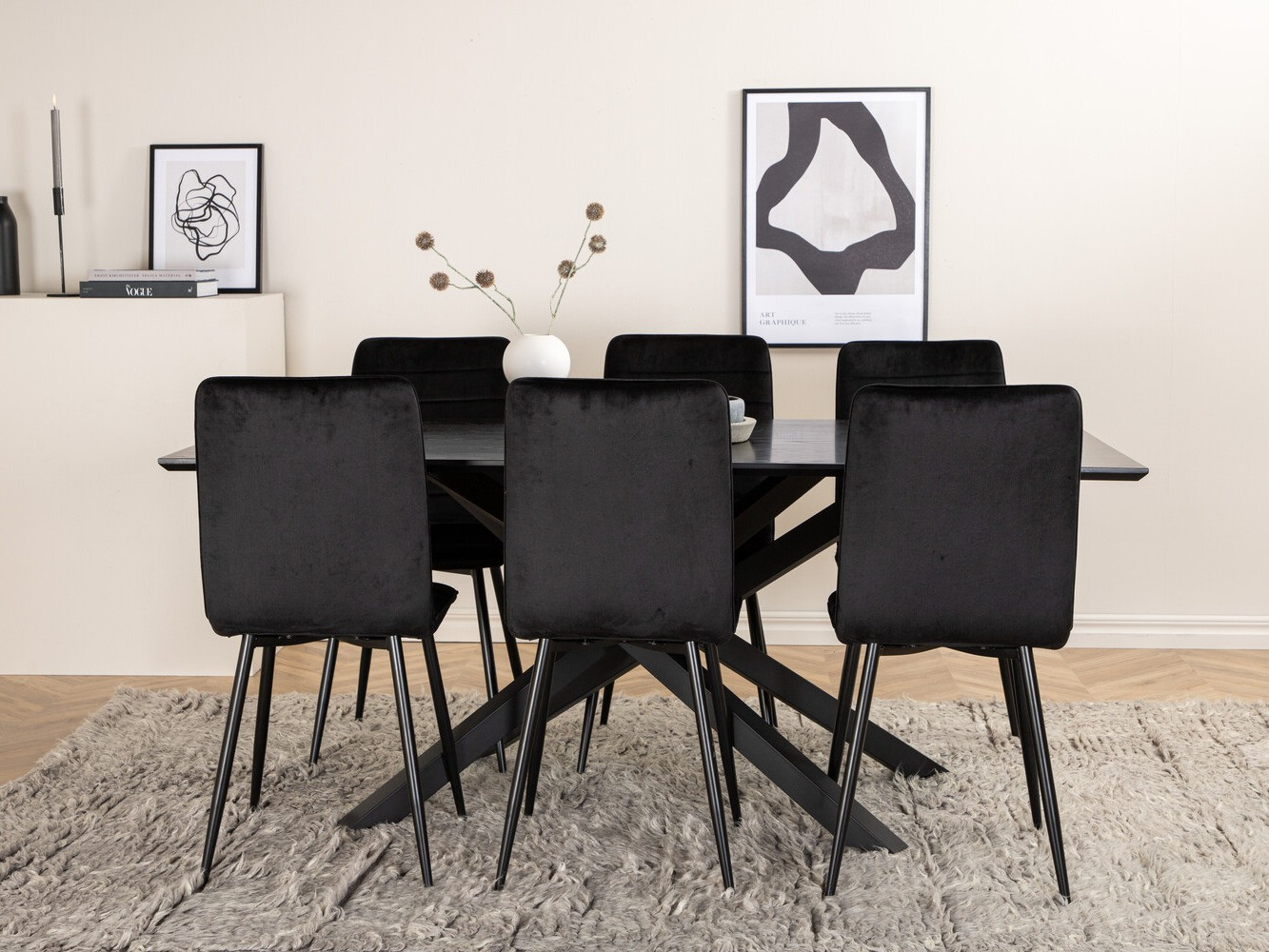 Conjunto de mesas y sillas para comedor Dallas 2697 (Negro)