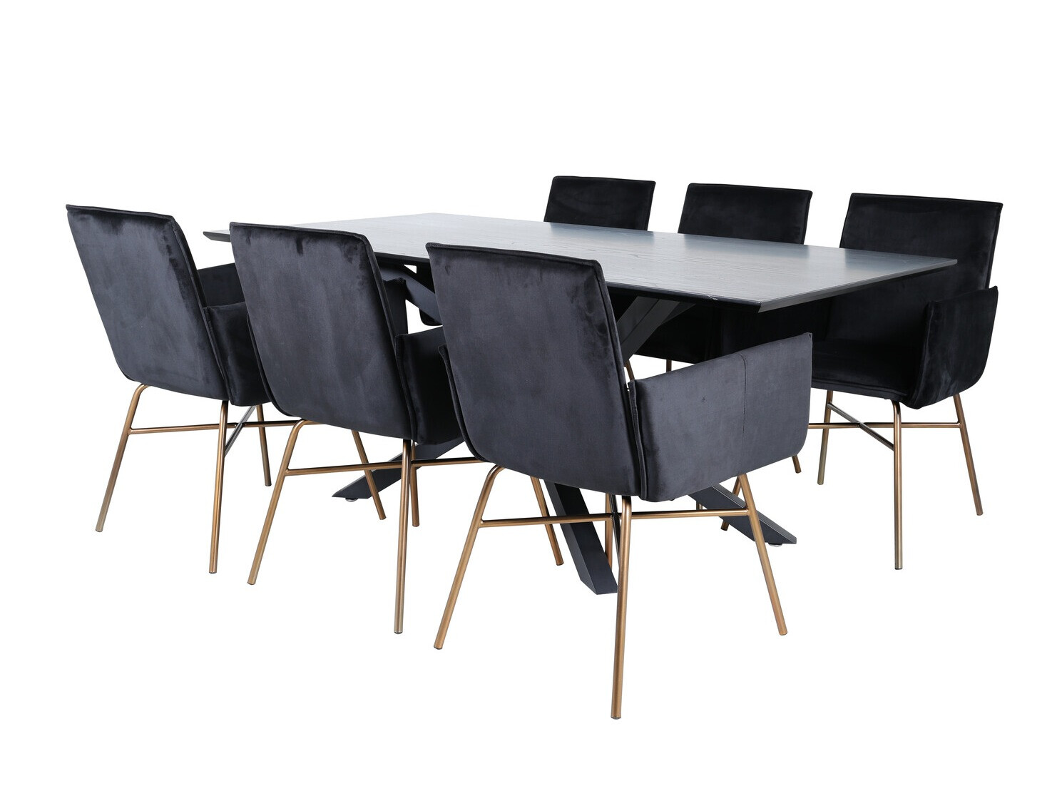 Conjunto de mesas y sillas para comedor Dallas 2703 (Negro + Cobre)