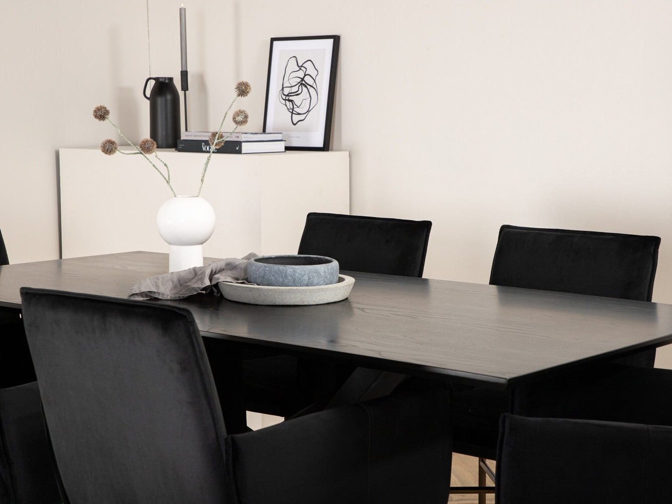 Conjunto de mesas y sillas para comedor Dallas 2703 (Negro + Cobre)