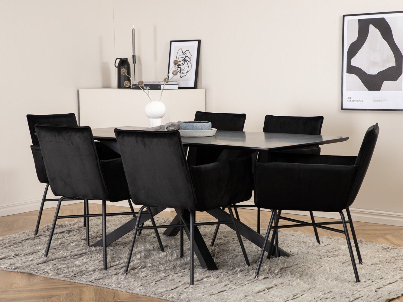 Conjunto de mesas y sillas para comedor Dallas 2703 (Negro)