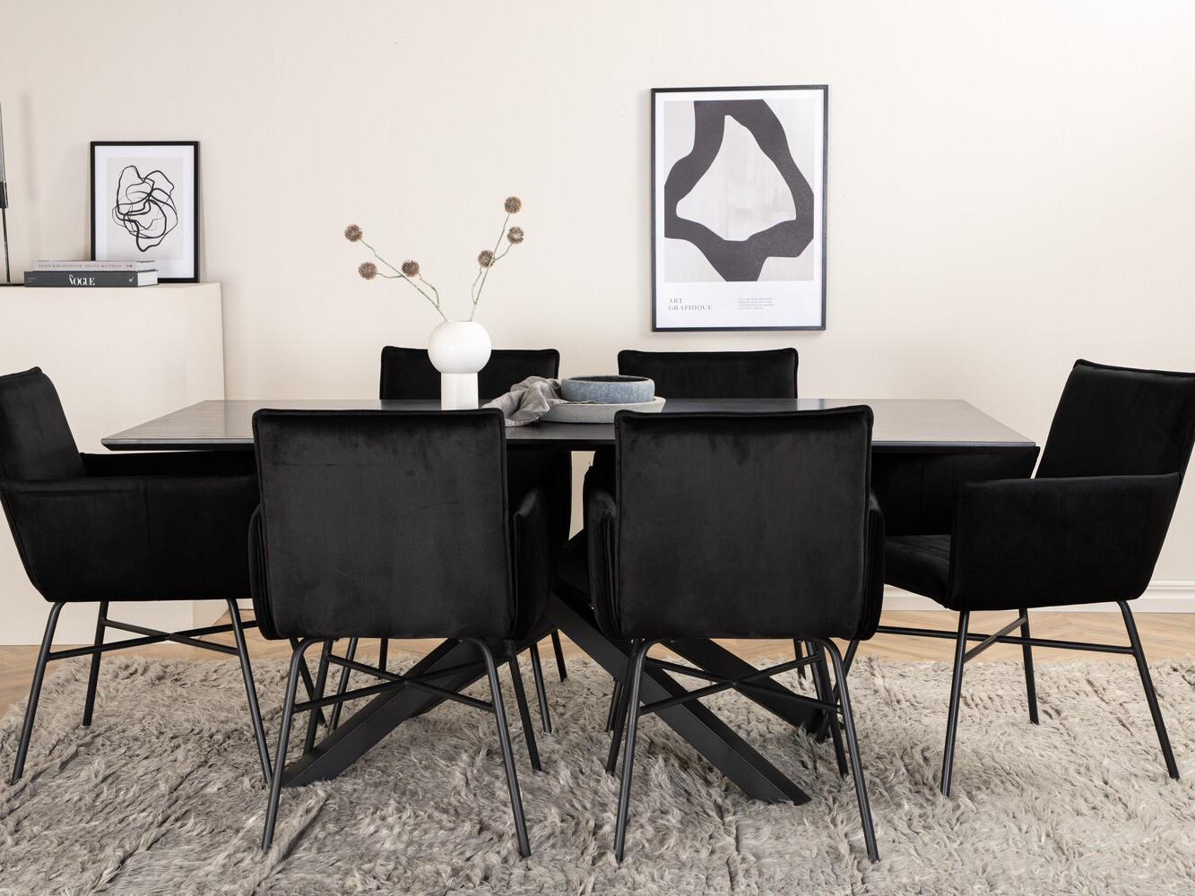 Conjunto de mesas y sillas para comedor Dallas 2703 (Negro)