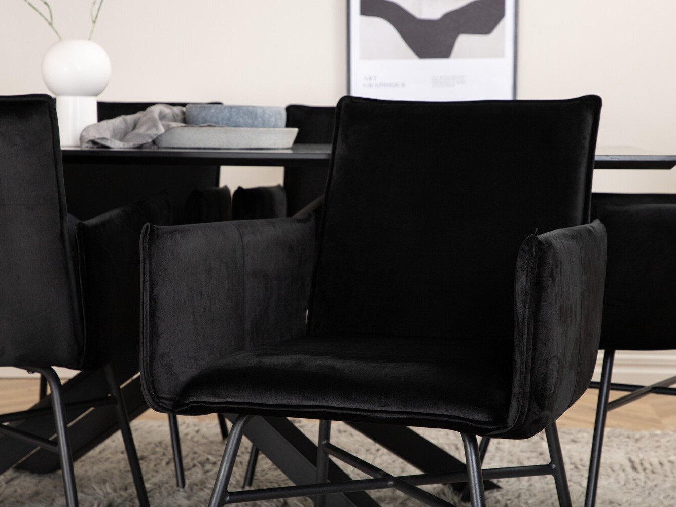 Conjunto de mesas y sillas para comedor Dallas 2703 (Negro)