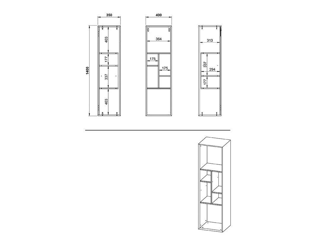 Estantería de pared Sacramento 504 (Pino blanqueado + Navarra roble)
